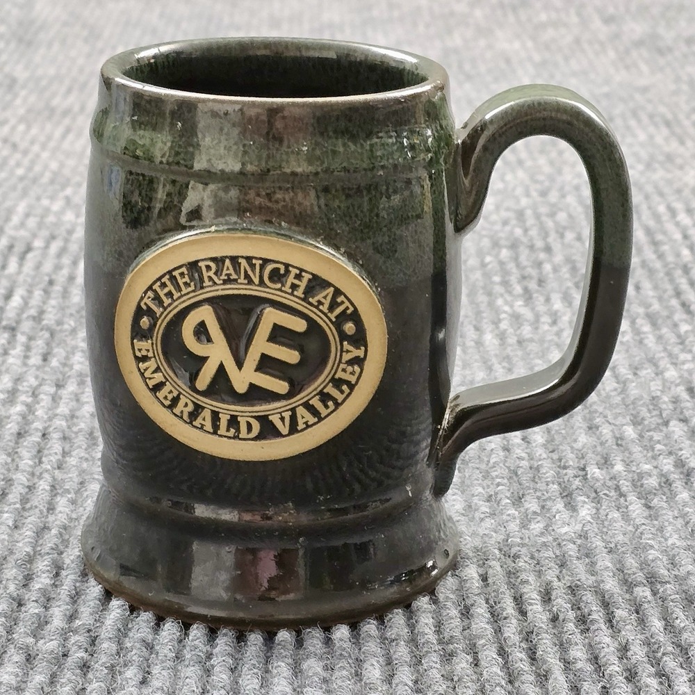The Ranch at Emerald Valley Mug Unisex OS Green Handcrafted Stoneware Rustic USA